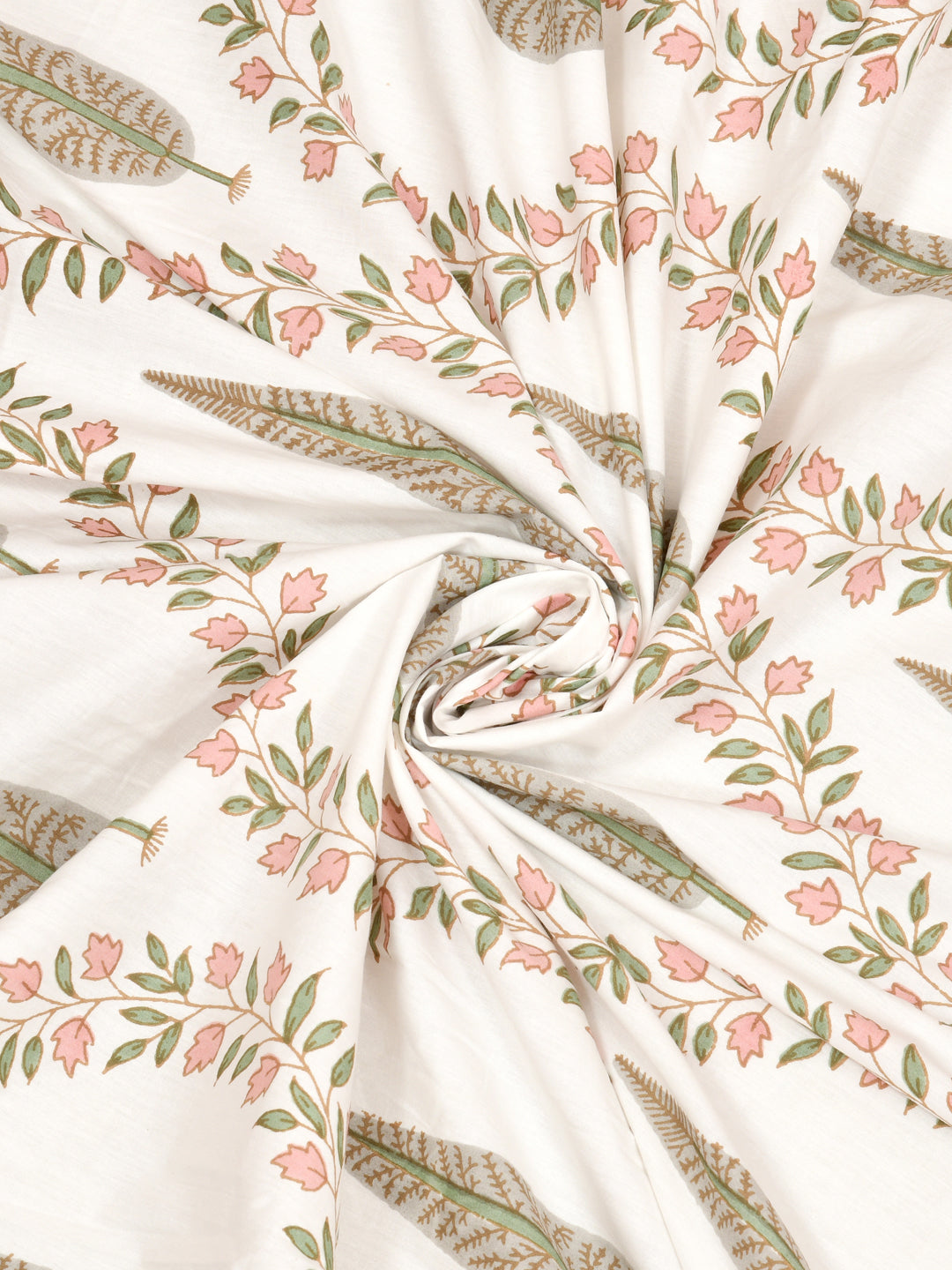 Handblock Print Super King Bedsheet in Extra Soft Percale Cotton with 2 Pillow covers