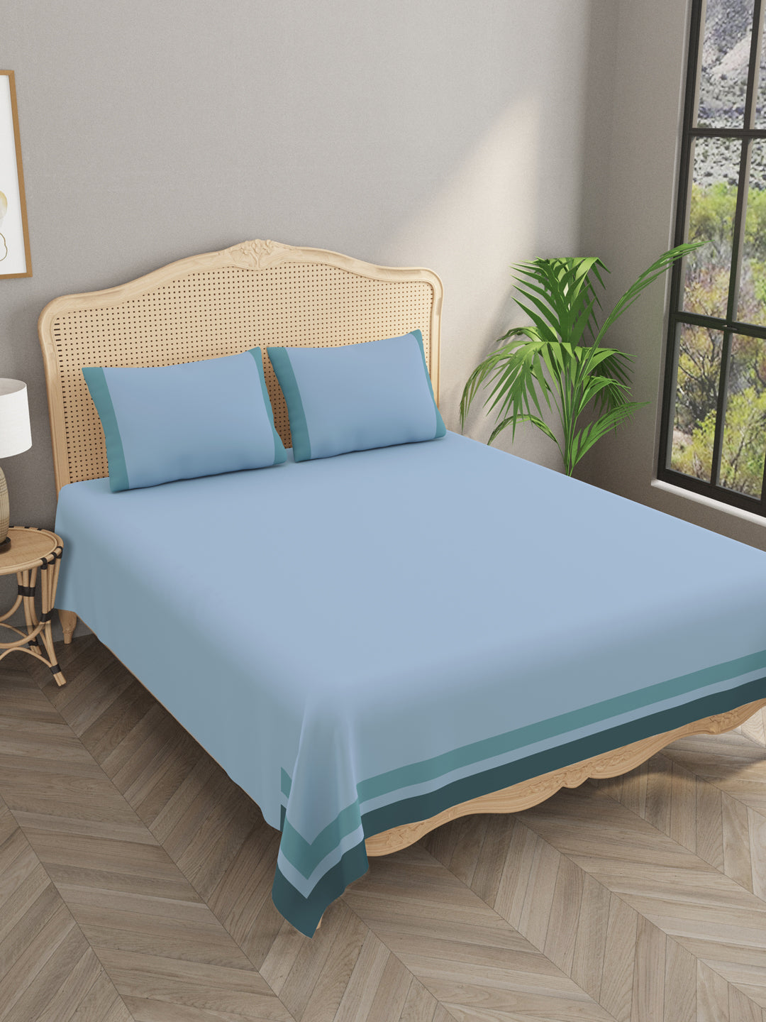 Double King 300 TC Bedsheet with 2 Pillow Covers