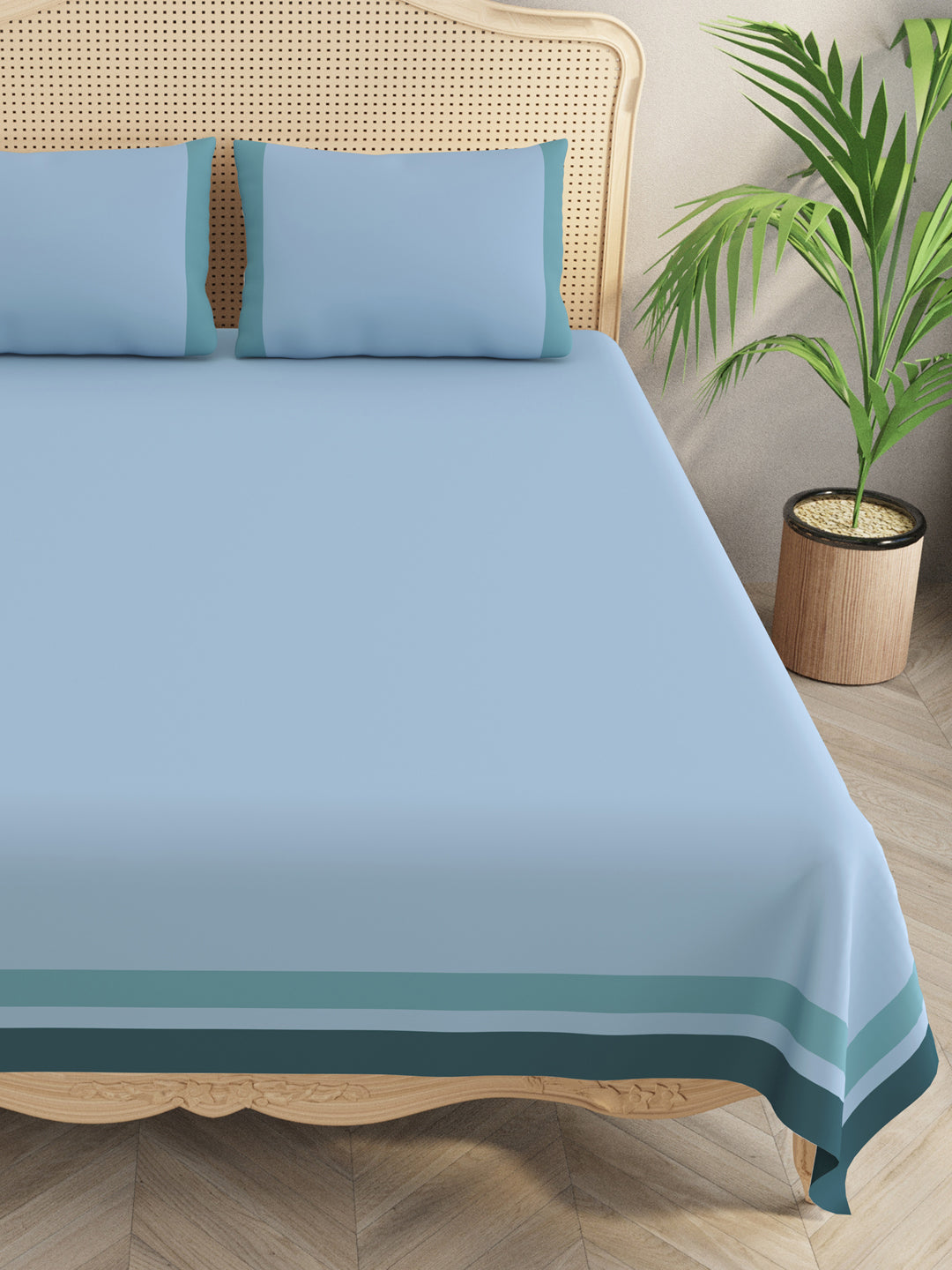 Double King 300 TC Bedsheet with 2 Pillow Covers