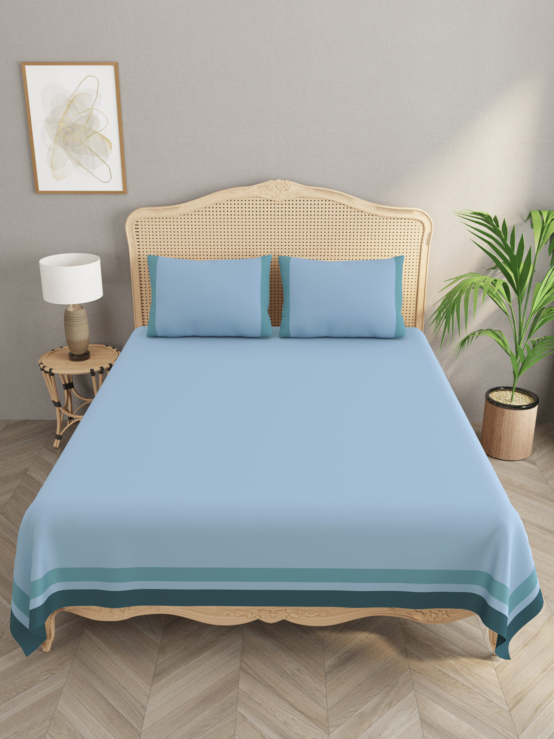 Double King 300 TC Bedsheet with 2 Pillow Covers
