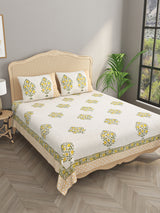 Handblock printed Jute Cotton Bedcover - Double King with 2 Pillow Covers
