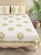 Handblock printed Jute Cotton Bedcover - Double King with 2 Pillow Covers