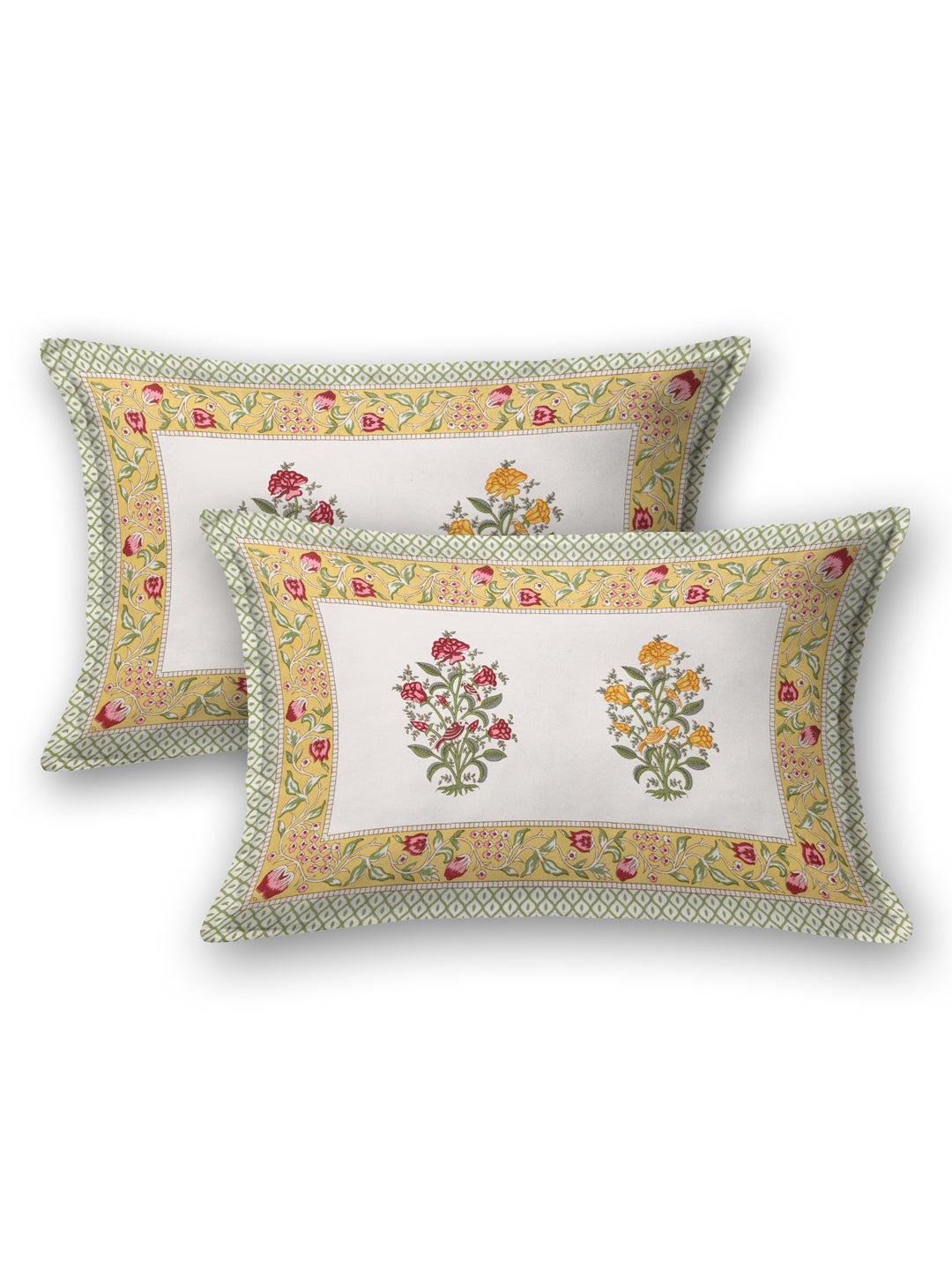 Extra Soft Percale Cotton Double King Handblock Print Bedsheet with 2 Pillow Covers