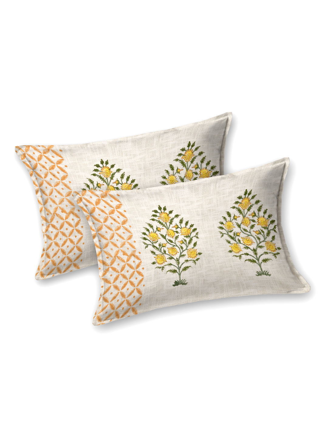 Handblock printed Jute Cotton Bedcover - Double King with 2 Pillow Covers