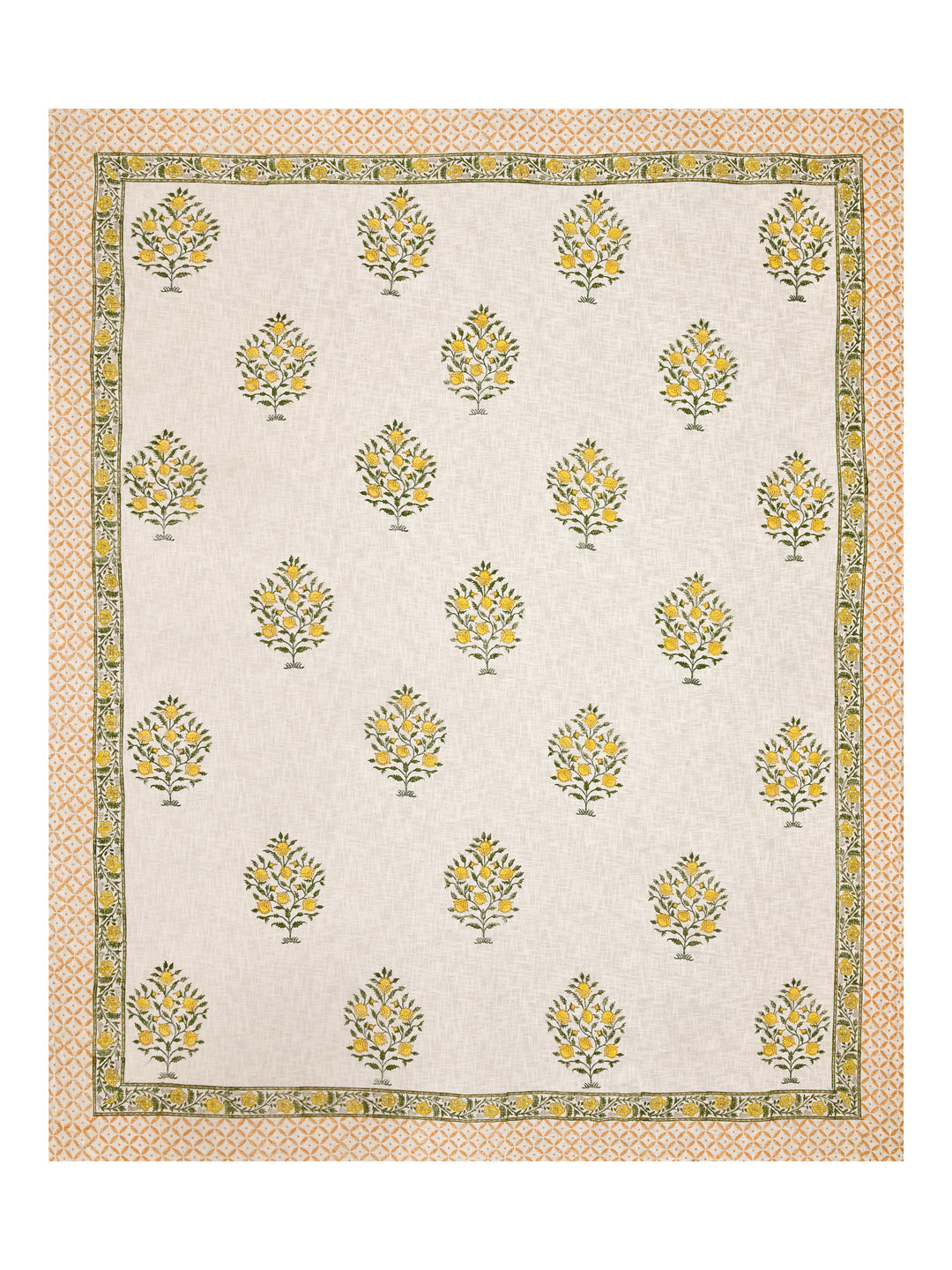 Handblock printed Jute Cotton Bedcover - Double King with 2 Pillow Covers