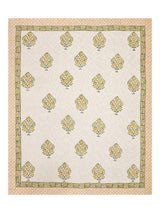 Handblock printed Jute Cotton Bedcover - Double King with 2 Pillow Covers