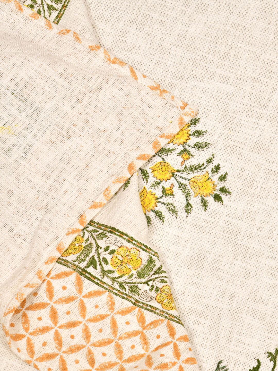 Handblock printed Jute Cotton Bedcover - Double King with 2 Pillow Covers