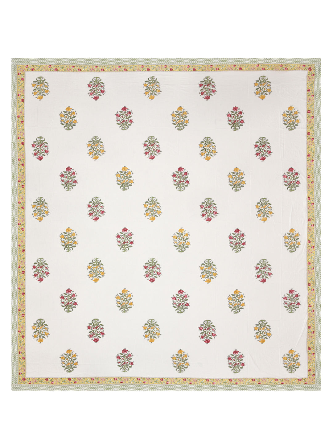 Extra Soft Percale Cotton Double King Handblock Print Bedsheet with 2 Pillow Covers