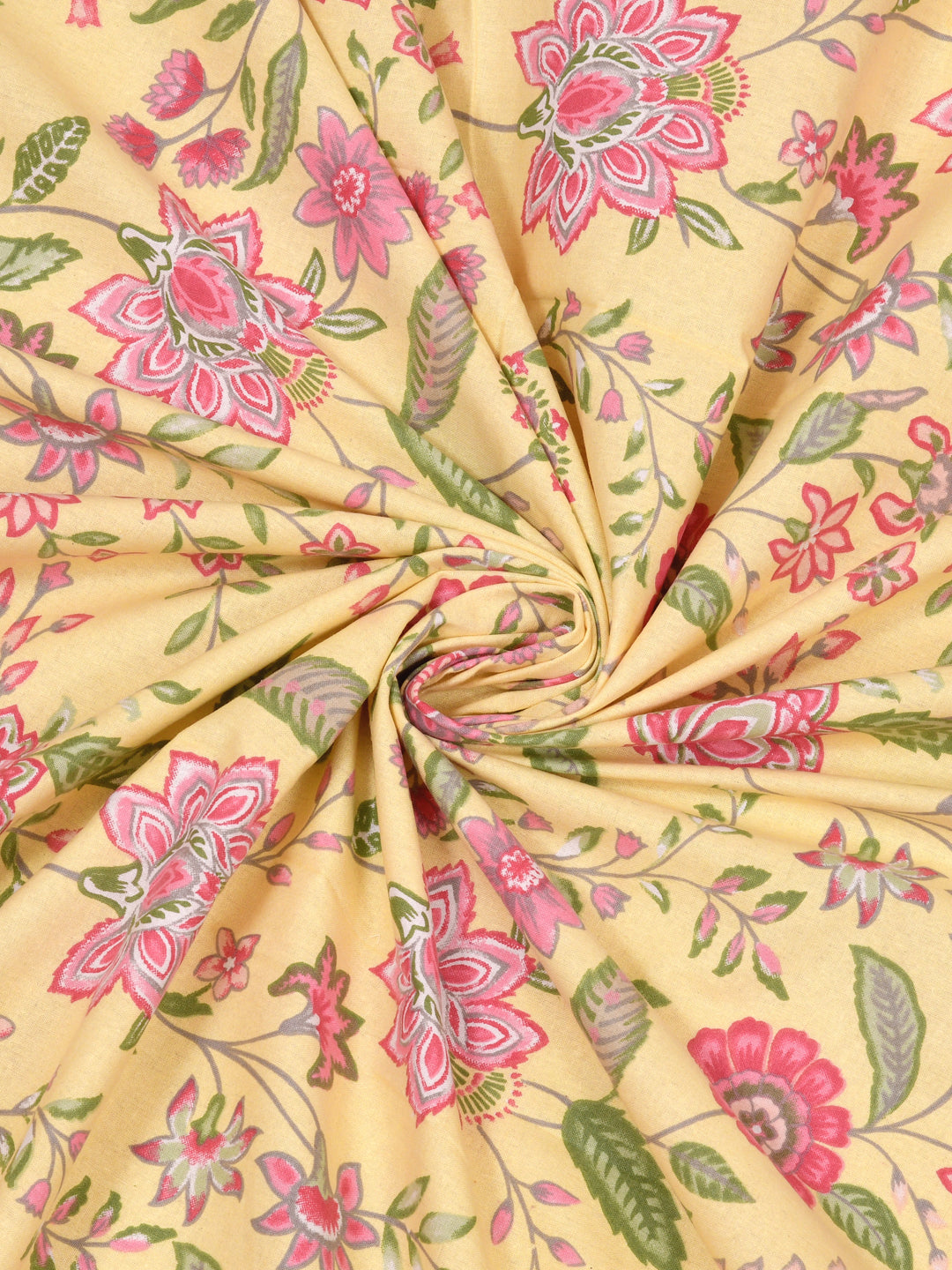 Floral Print Cotton Super King Bedsheet with 2 Reversible Pillow Covers