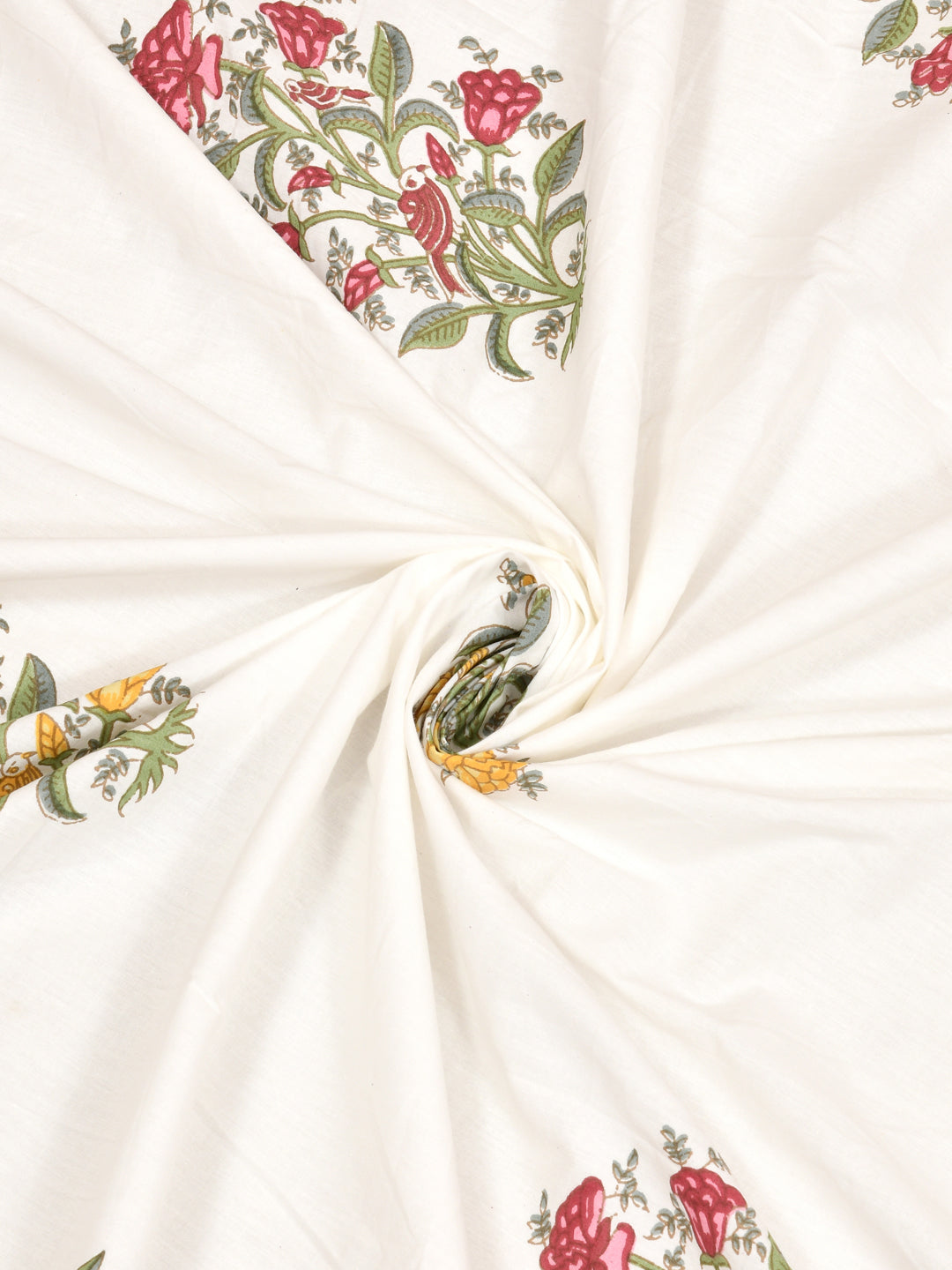 Extra Soft Percale Cotton Double King Handblock Print Bedsheet with 2 Pillow Covers