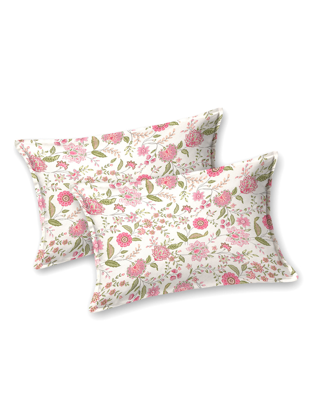 Floral Print Cotton Super King Bedsheet with 2 Reversible Pillow Covers