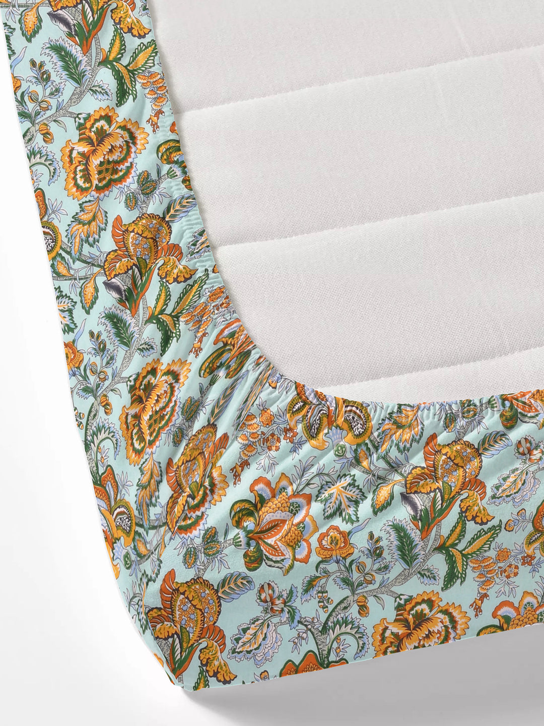 Floral print fitted Bedsheets with elastic and 2 Pillow Covers