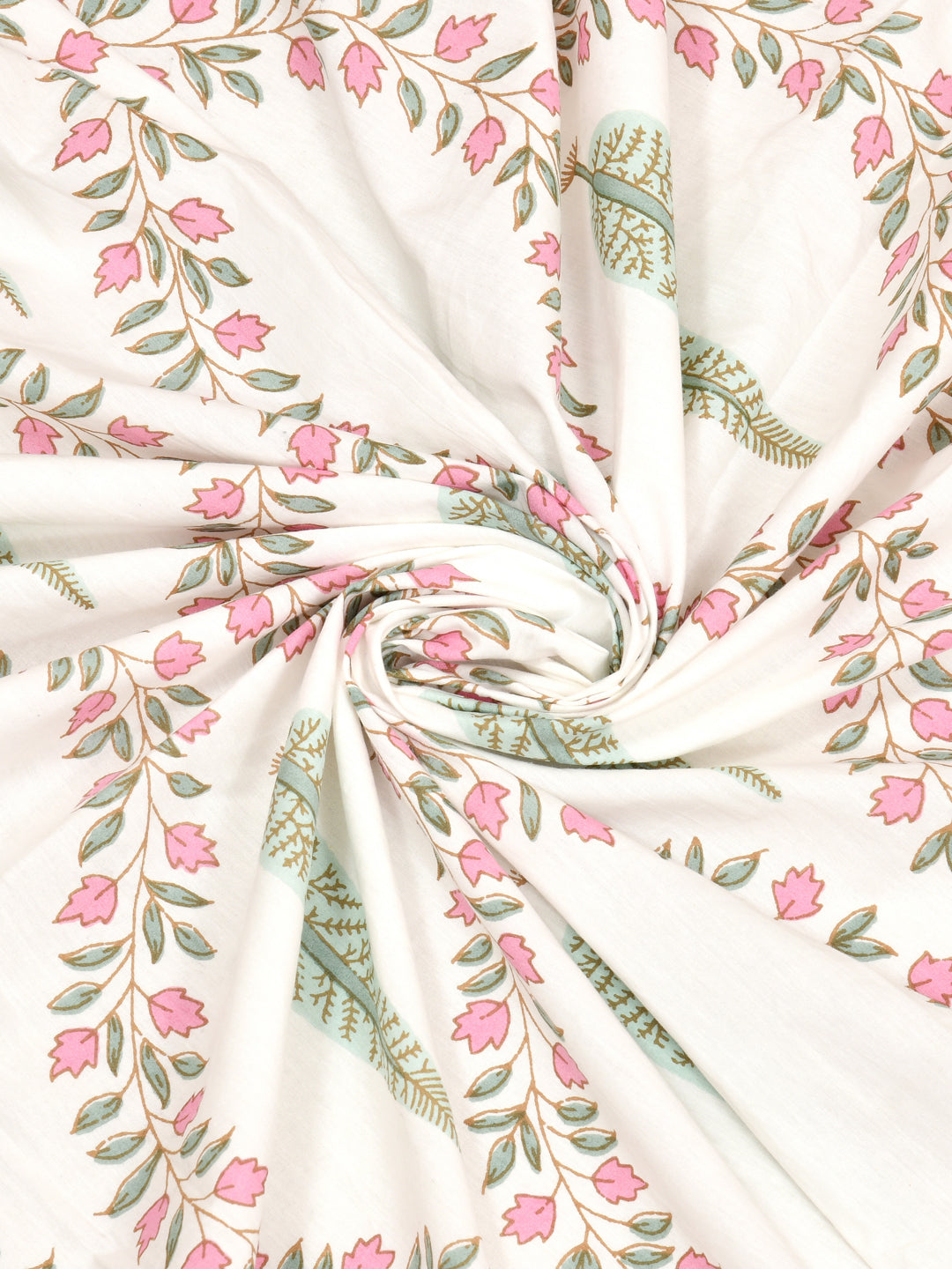 Handblock Print Super King Bedsheet in Extra Soft Percale Cotton with 2 Pillow covers