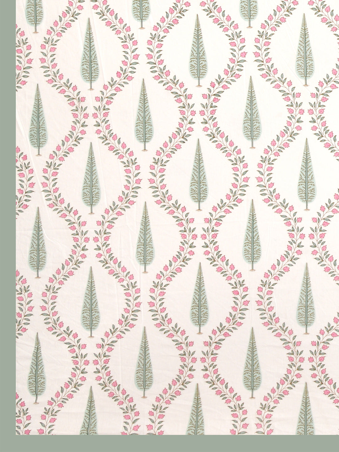 Handblock Print Super King Bedsheet in Extra Soft Percale Cotton with 2 Pillow covers