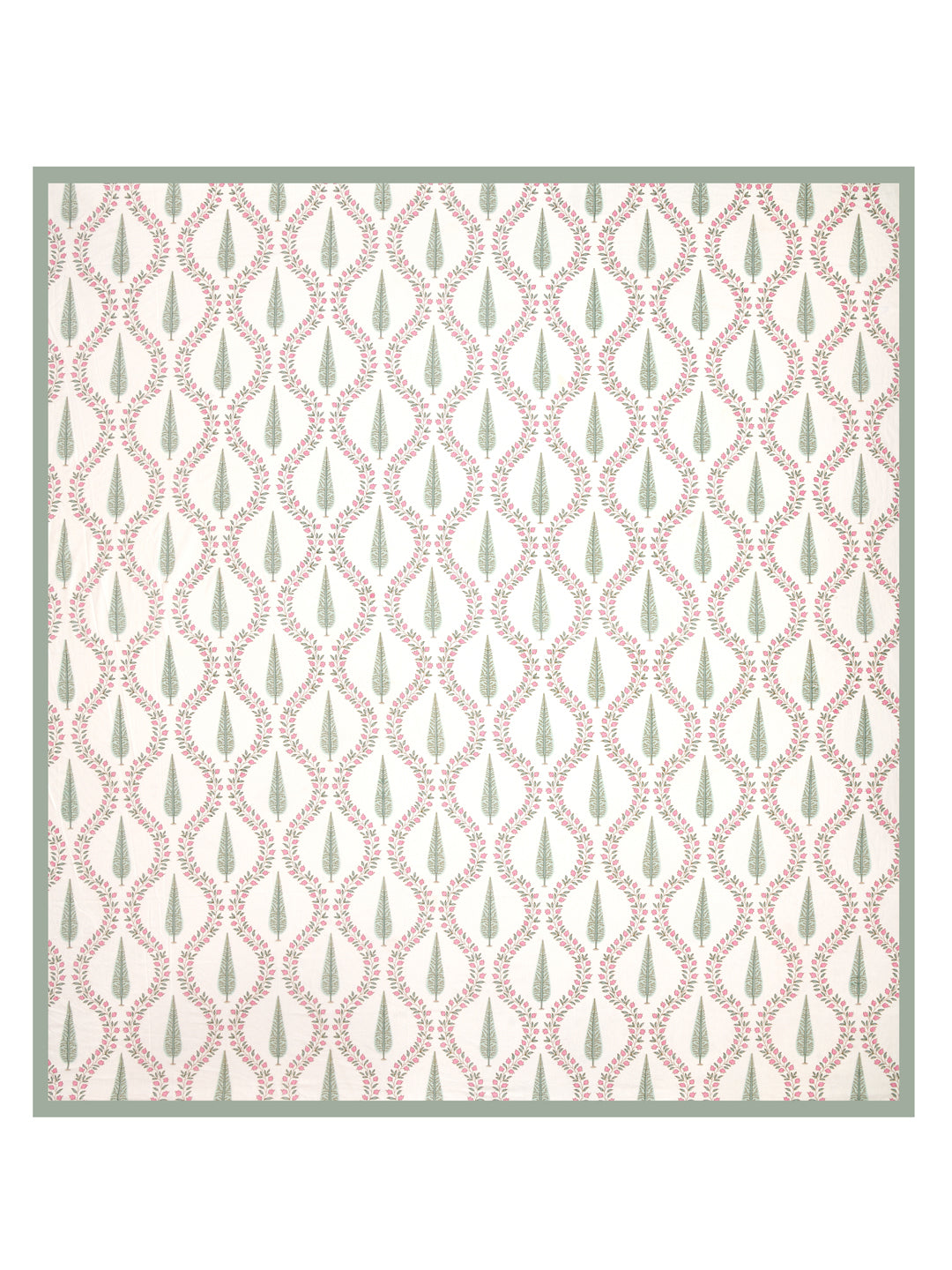 Handblock Print Super King Bedsheet in Extra Soft Percale Cotton with 2 Pillow covers