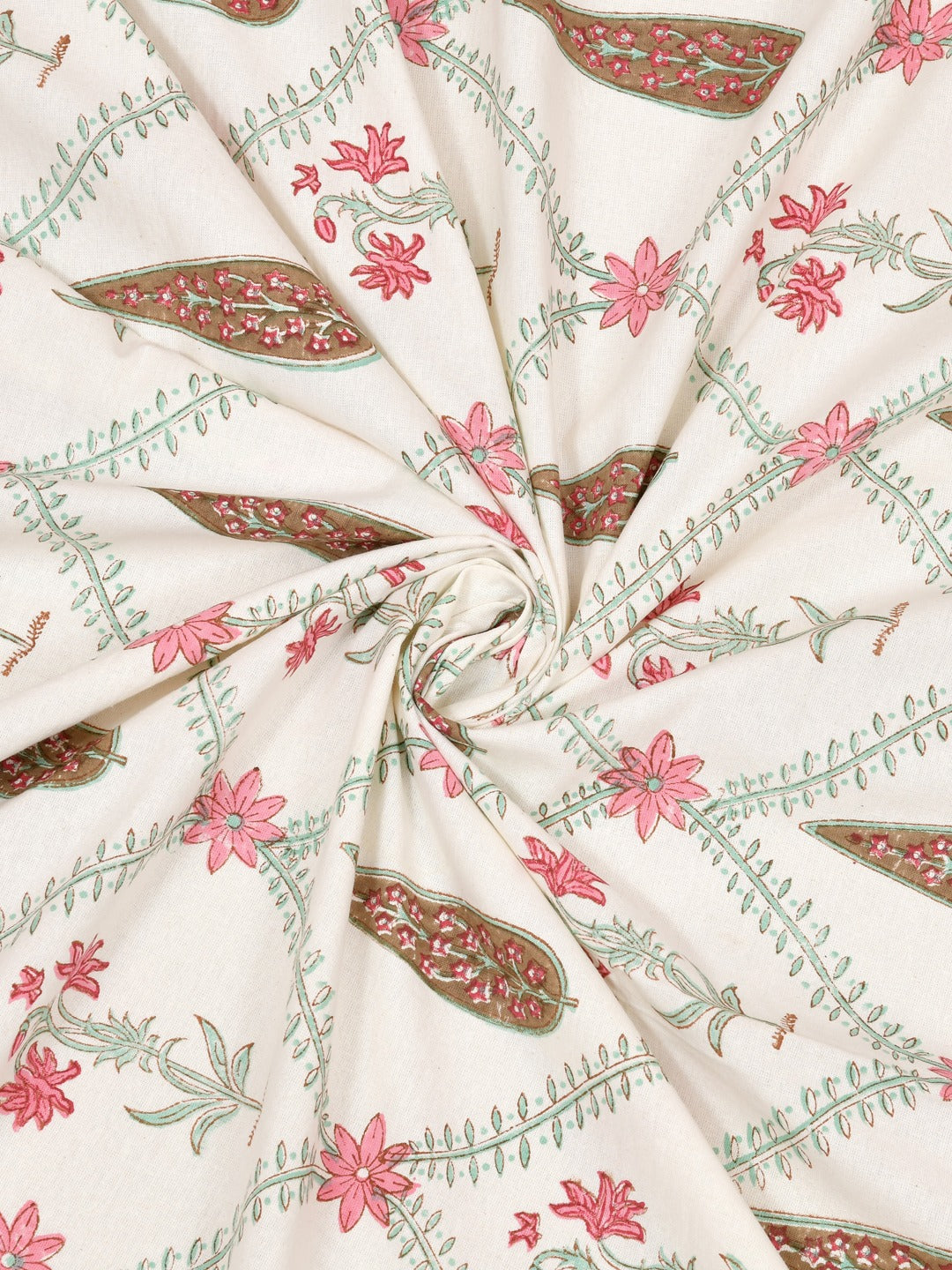 Handblock Printed Double King Bedsheet with 2 Pillow Covers