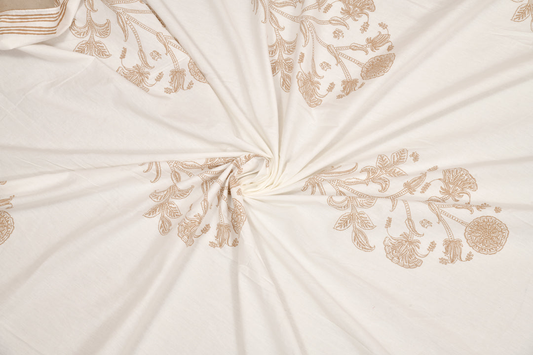 Handblock Print Super King Bedsheet in Extra Soft Percale Cotton with 2 Pillow covers