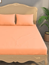 Luxury 400 TC Solid Cotton Bedsheet – 108 x 108 Inches with 2 Pillow Covers | Premium Cotton Comfort