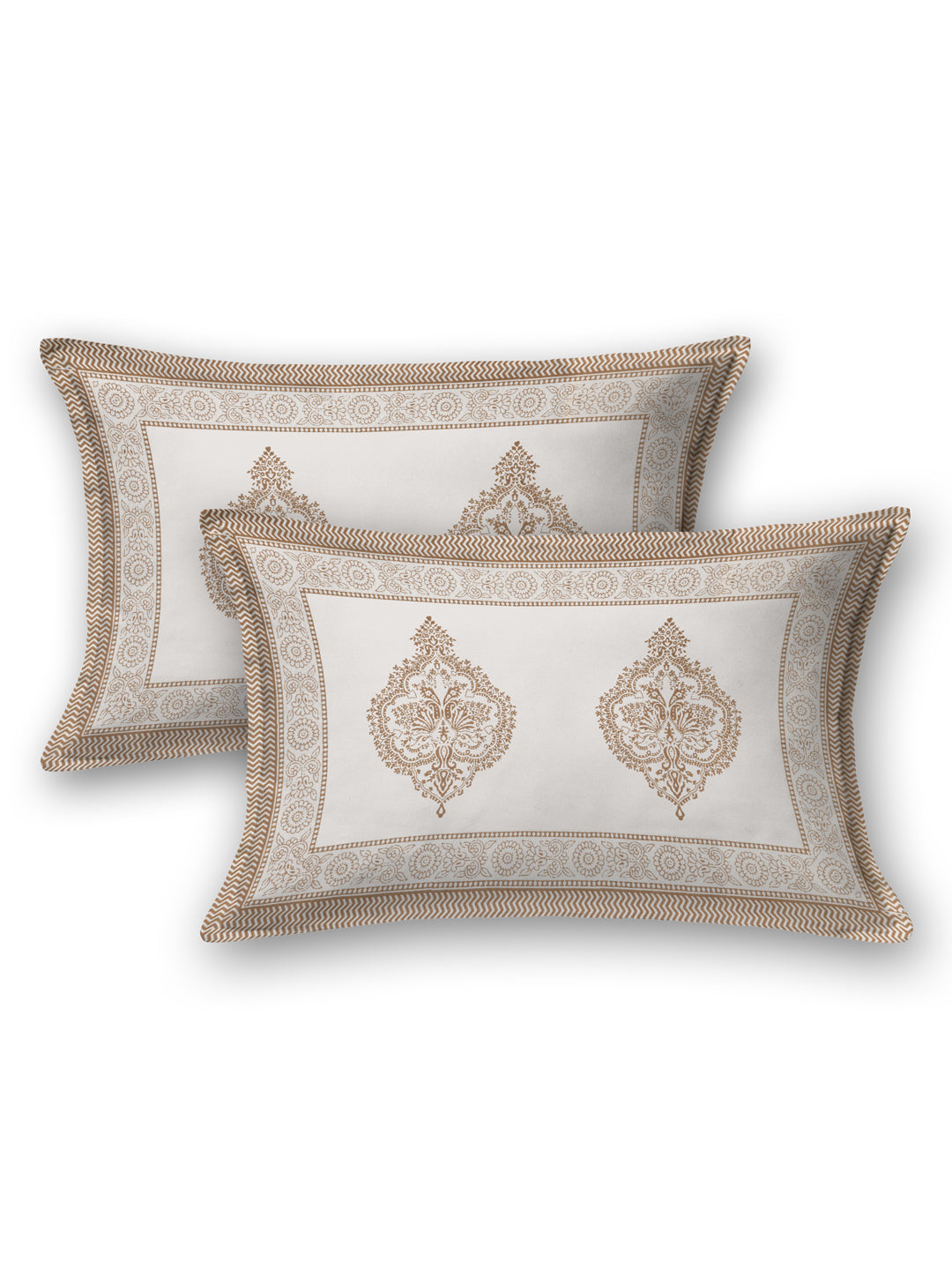Extra Soft Percale Cotton Double King Handblock Print Bedsheet with 2 Pillow Covers