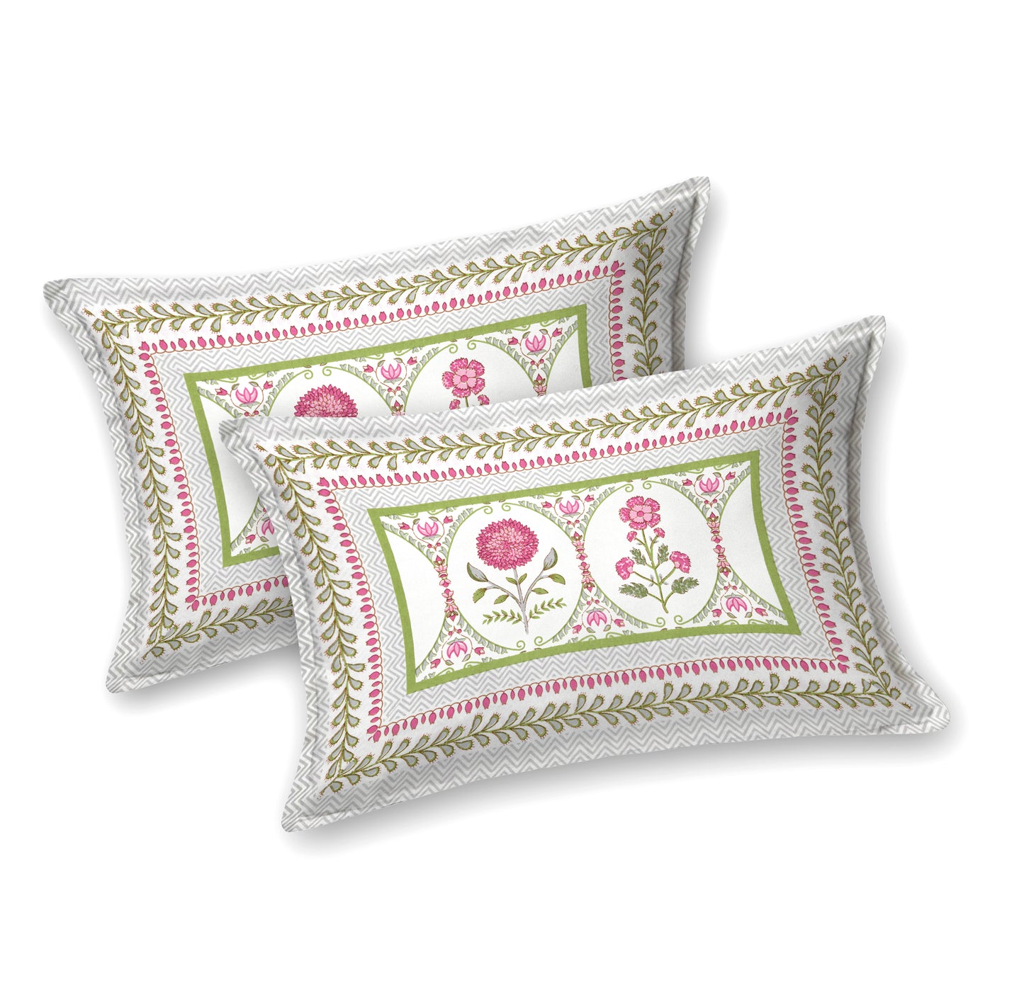 Floral Print Cotton Double King Bedsheet with 2 Pillow Covers