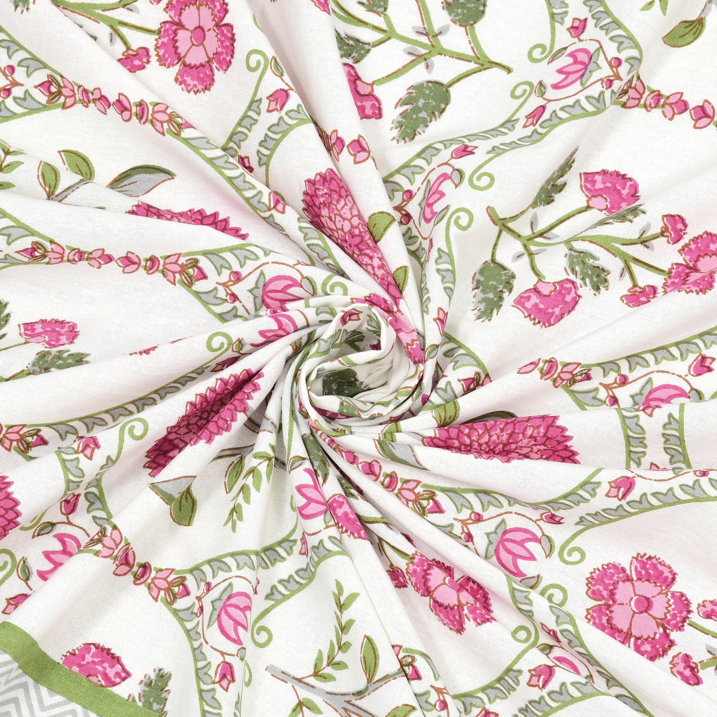Floral Print Cotton Double King Bedsheet with 2 Pillow Covers