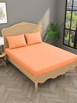 Luxury 400 TC Solid Cotton Bedsheet – 108 x 108 Inches with 2 Pillow Covers | Premium Cotton Comfort