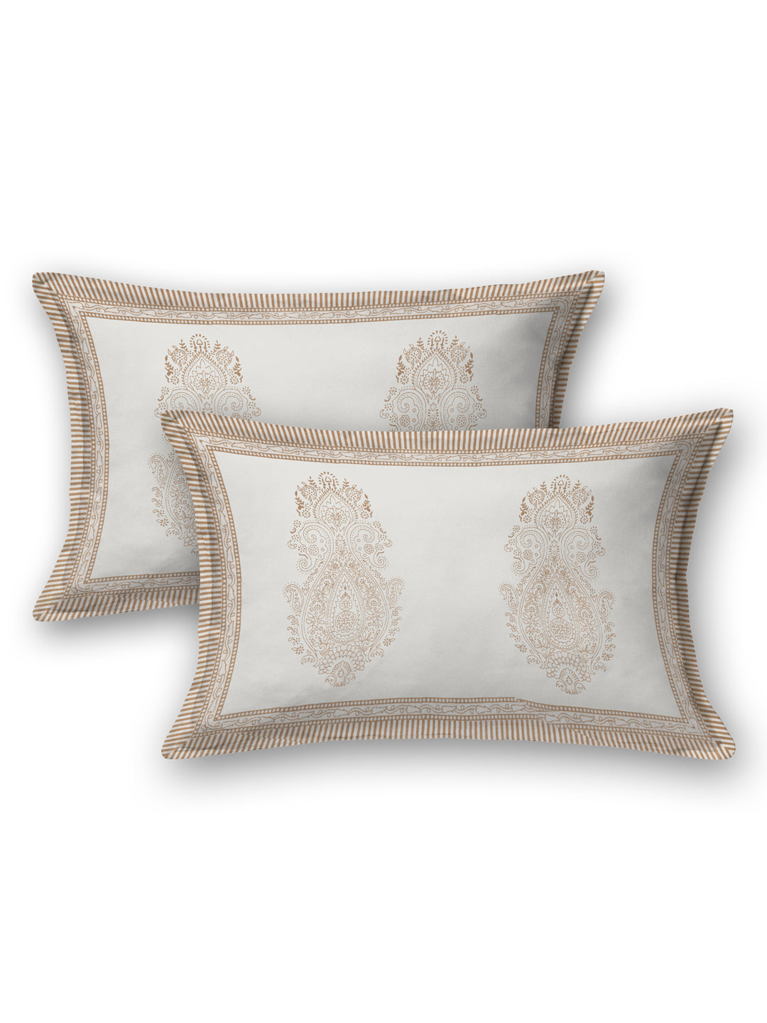 Handblock Print Super King Bedsheet in Extra Soft Percale Cotton with 2 Pillow covers