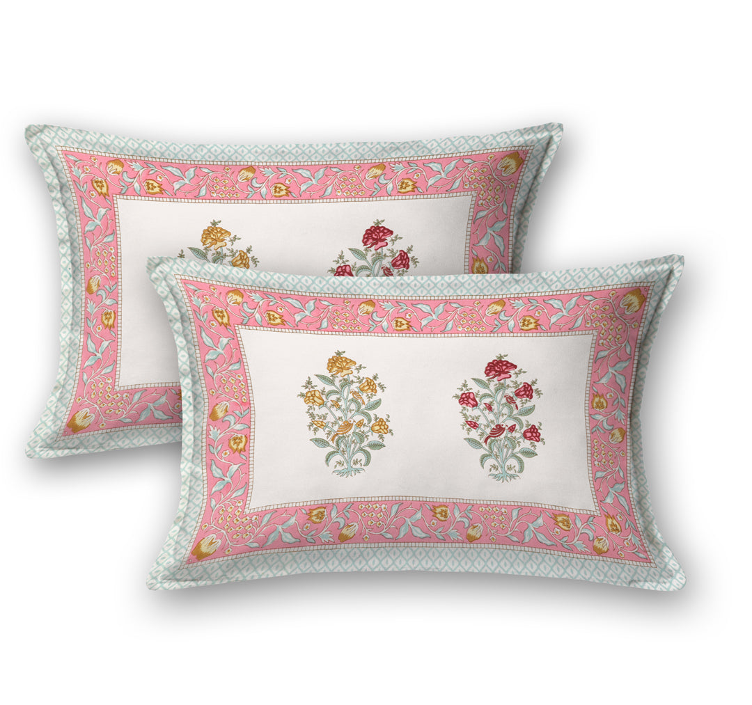 Extra Soft Percale Cotton Double King Handblock Print Bedsheet with 2 Pillow Covers