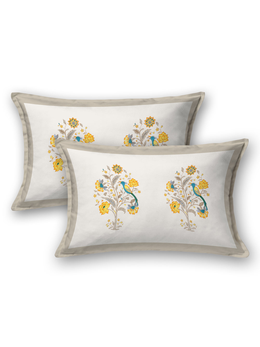 Handblock Print Super King Bedsheet in Extra Soft Percale Cotton with 2 Pillow covers