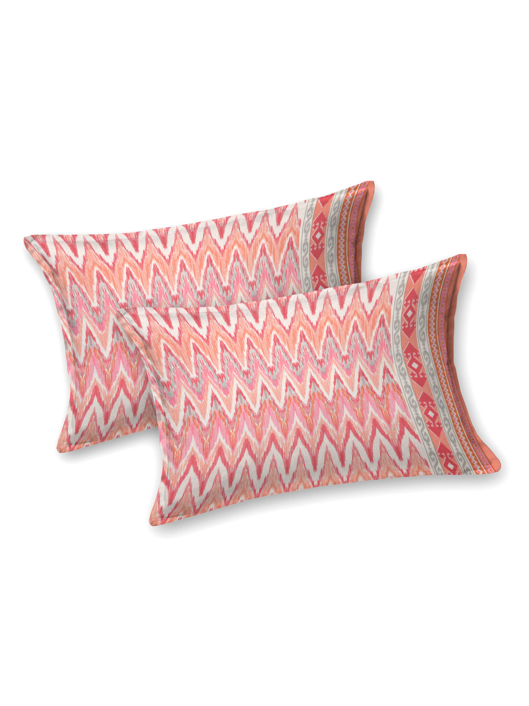 Ikat Print Super King Cotton Bedsheet with 2 Pillow Covers