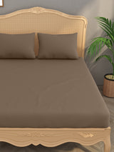 Luxury 400 TC Solid Cotton Bedsheet – 108 x 108 Inches with 2 Pillow Covers | Premium Cotton Comfort