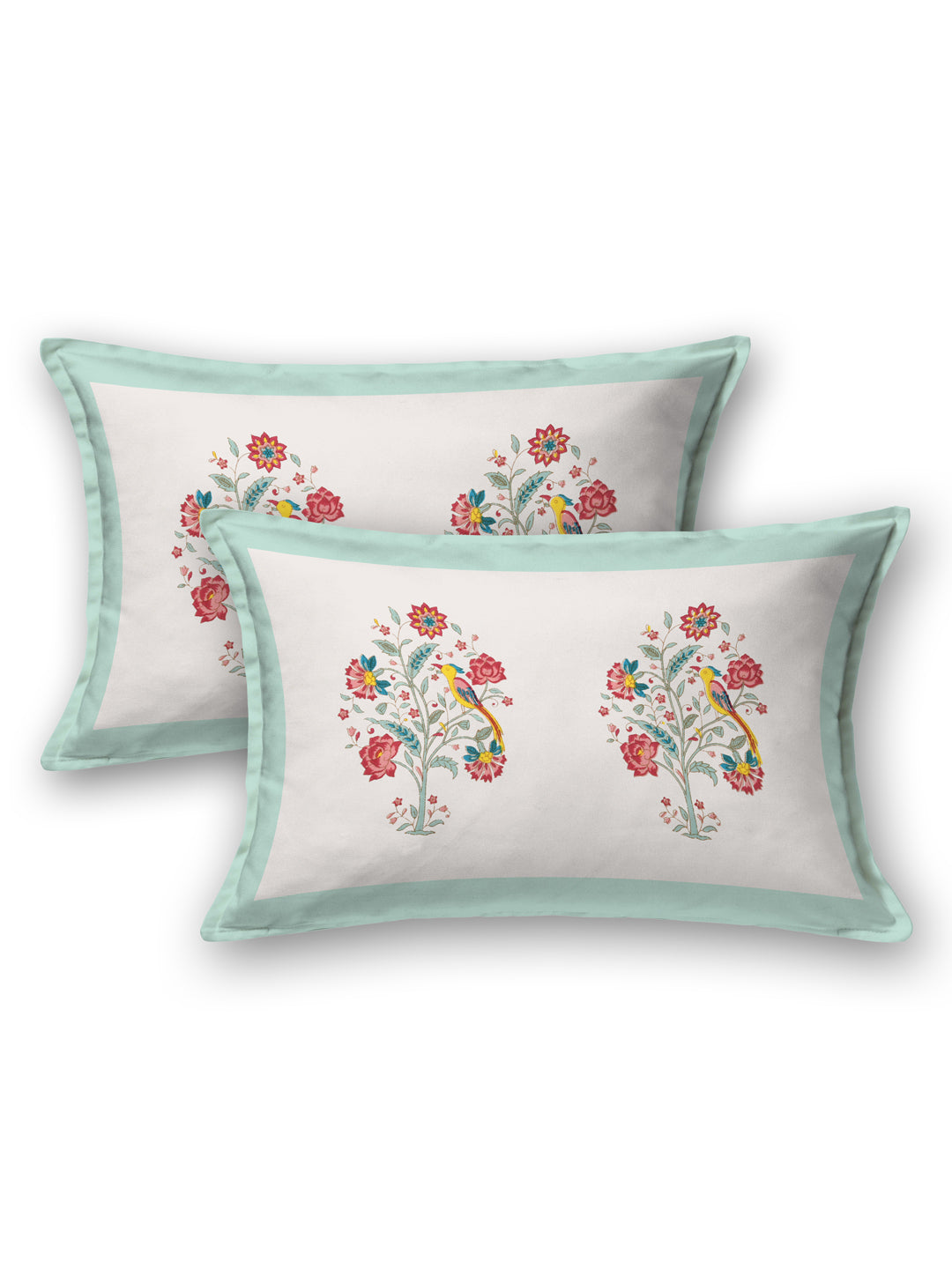 Handblock Print Super King Bedsheet in Extra Soft Percale Cotton with 2 Pillow covers