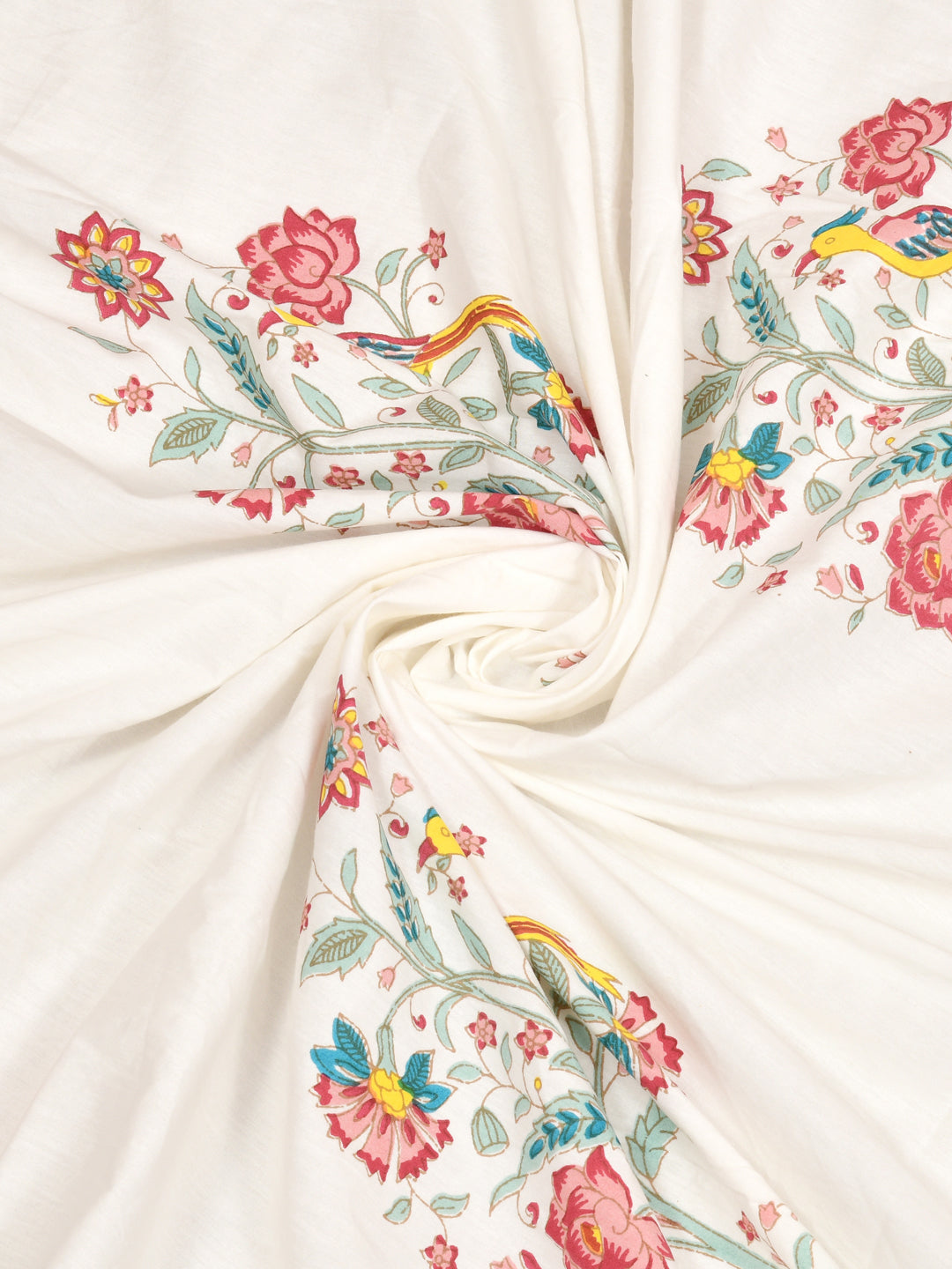 Handblock Print Super King Bedsheet in Extra Soft Percale Cotton with 2 Pillow covers