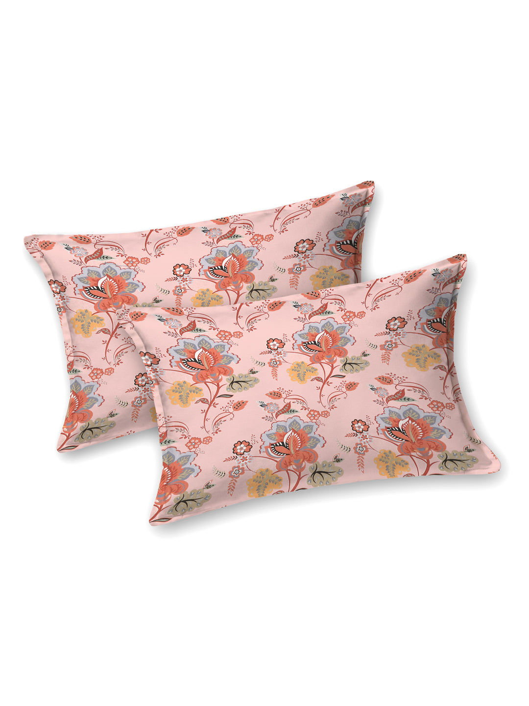 Floral print fitted Bedsheets with elastic and 2 Pillow Covers- Cotton-7