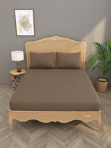 Luxury 400 TC Solid Cotton Bedsheet – 108 x 108 Inches with 2 Pillow Covers | Premium Cotton Comfort