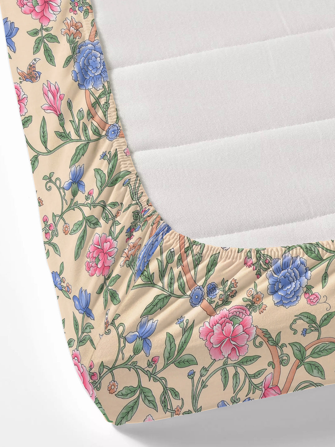 Floral print fitted Bedsheets with elastic and 2 Pillow Covers