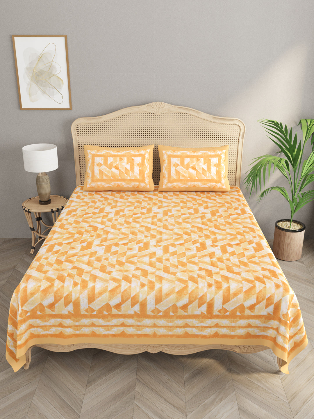 Cotton Double King Bedsheet with 2 Pillow Covers