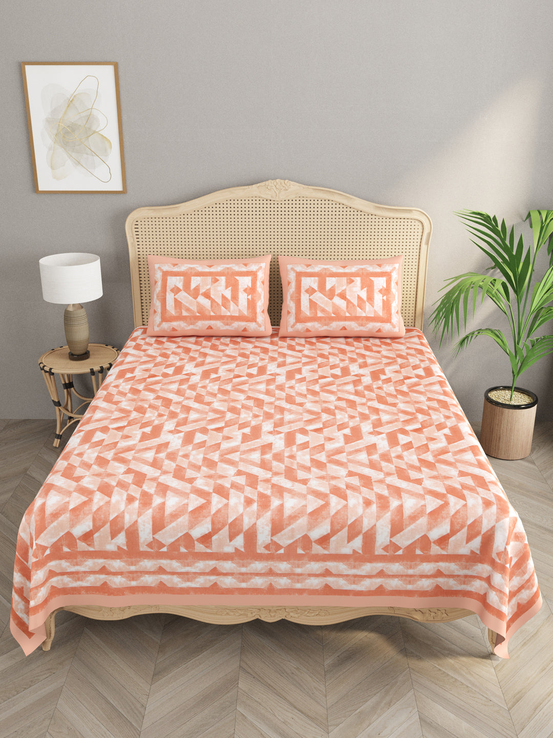 Cotton Double King Bedsheet with 2 Pillow Covers