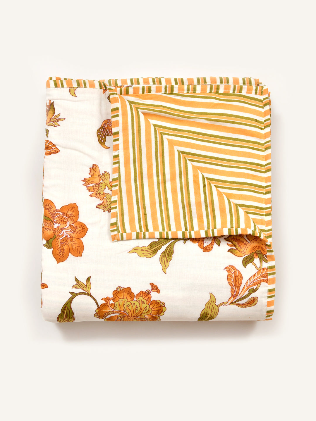Double Bed Floral Print Reversible Dohar/AC Blanket in Thick Cotton
