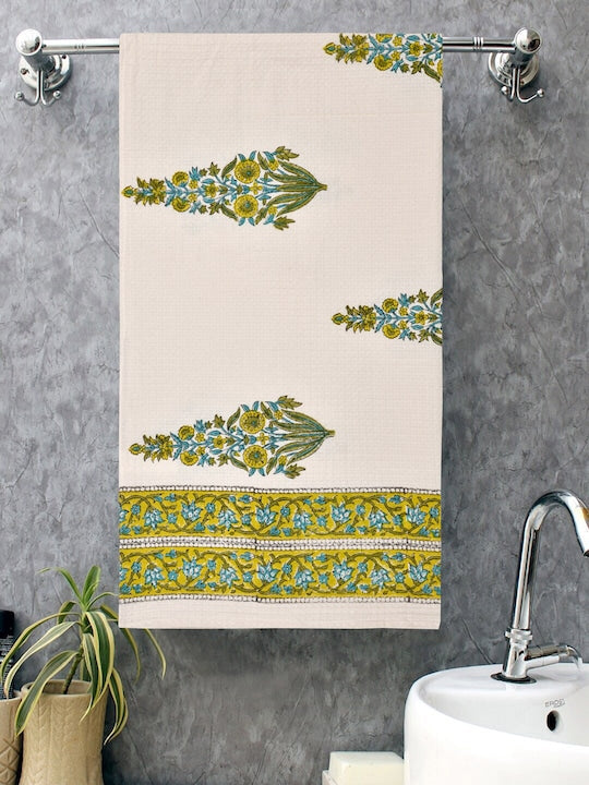 Hand Block Printed Honey Comb Cotton Bath Towel