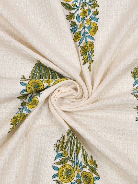Hand Block Printed Honey Comb Cotton Bath Towel