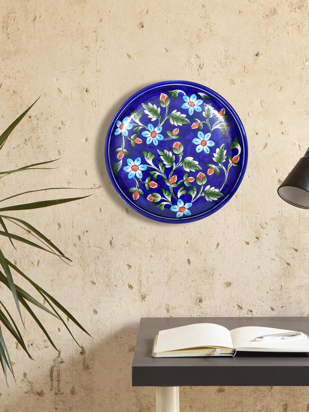 Handmade Jaipur Blue Pottery Plate - 8 inch diameter