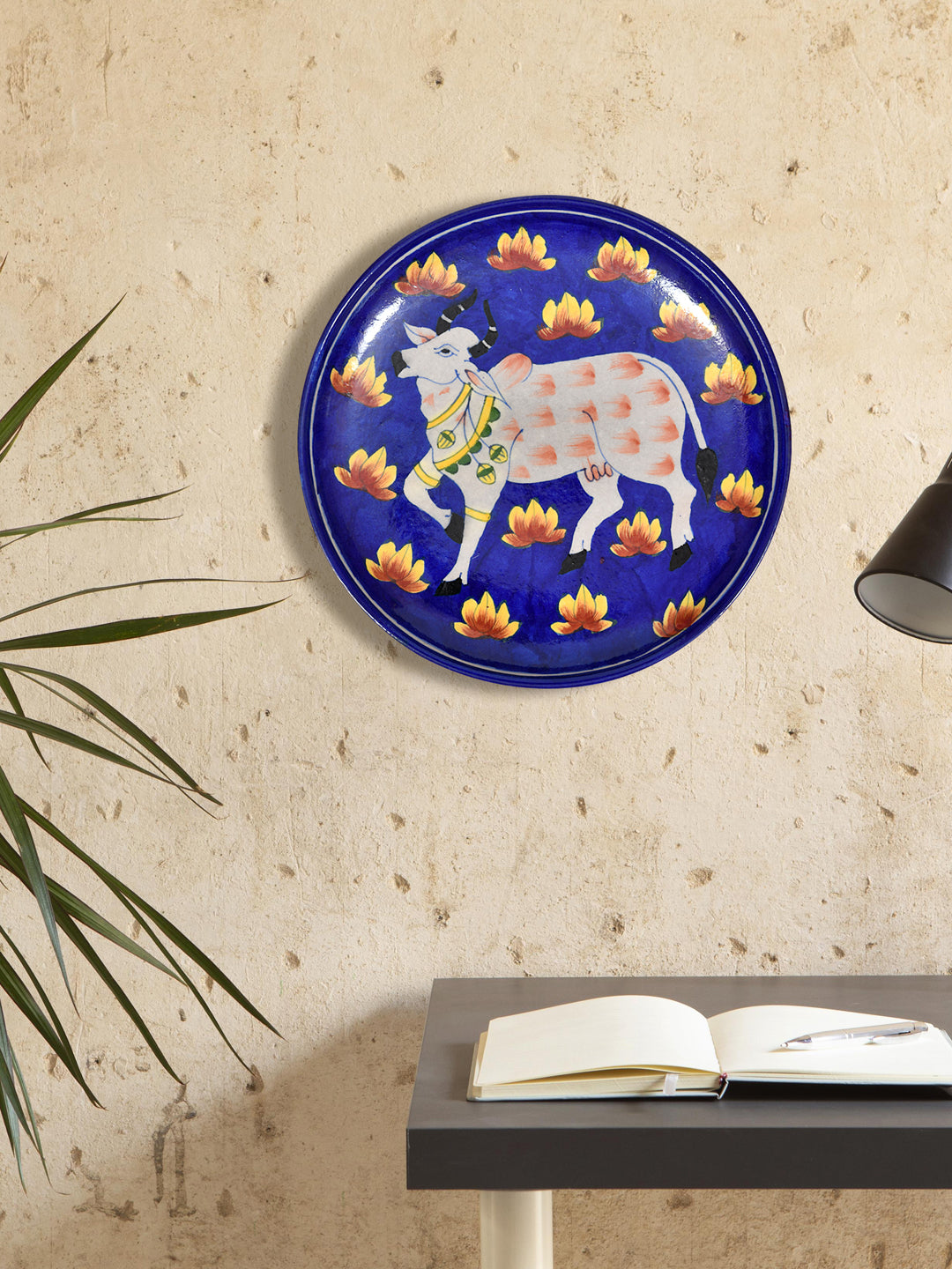 Handmade Jaipur Blue Pottery Plate - 10 inch diameter