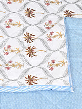 Floral Printed Bedding Set - 1 King Bedsheet, 1 Jaipuri Razai/Quilt, 2 Pillow Covers