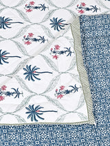 Floral Printed Bedding Set - 1 King Bedsheet, 1 Jaipuri Razai/Quilt, 2 Pillow Covers