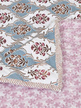 Floral Printed Bedding Set - 1 King Bedsheet, 1 Jaipuri Razai/Quilt, 2 Pillow Covers