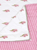 Floral Printed Bedding Set - 1 King Bedsheet, 1 Jaipuri Razai/Quilt, 2 Pillow Covers