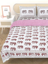 Floral Printed Bedding Set - 1 King Bedsheet, 1 Jaipuri Razai/Quilt, 2 Pillow Covers