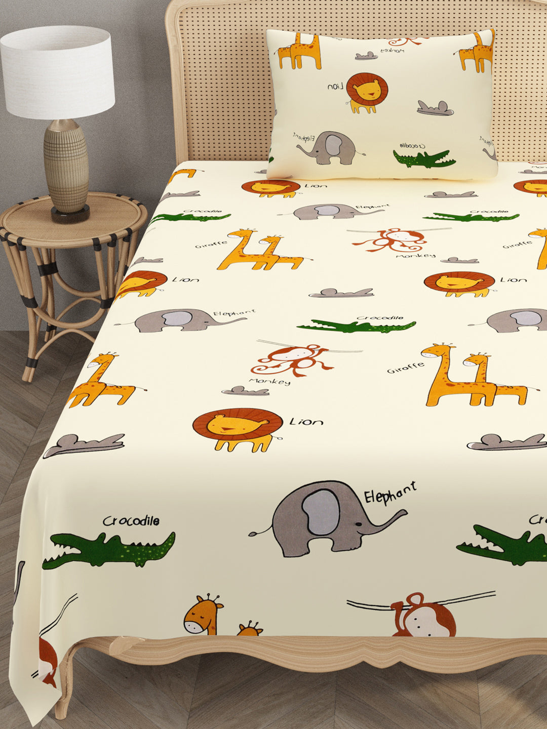 Polycotton Kids Print Single bedsheet with 1 Pillow Cover