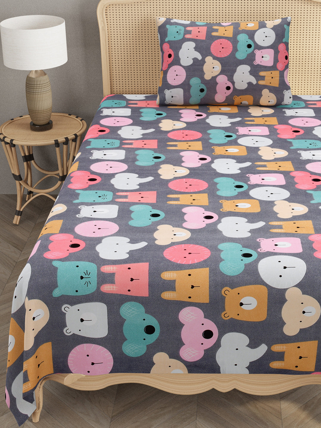 Polycotton Kids Print Single bedsheet with 1 Pillow Cover